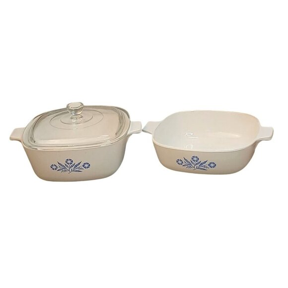 Corning Ware Blue Cornflower Casserole Dishes Set With Lid 1 Qt & 1.5 Qt Vintage - Picture 1 of 9